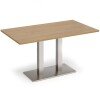 Dams Eros Rectangular Dining Table with Flat Brushed Steel Rectangular Base & Twin Uprights 1400 x 800mm - Oak