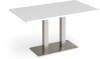 Dams Eros Rectangular Dining Table with Flat Brushed Steel Rectangular Base & Twin Uprights 1400 x 800mm - White