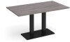 Dams Eros Rectangular Dining Table with Flat Black Rectangular Base & Twin Uprights 1400 x 800mm - Grey Oak