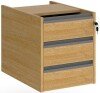 Dams Contract 3 Drawer Fixed Pedestal with Graphite Finger Pull Handles - Oak