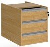 Dams Contract 3 Drawer Fixed Pedestal with Silver Finger Pull Handles - Oak