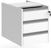 Dams Contract 3 Drawer Fixed Pedestal with Silver Finger Pull Handles - White