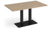 Dams Eros Rectangular Dining Table with Flat Black Rectangular Base & Twin Uprights 1400 x 800mm - Kendal Oak