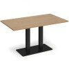 Dams Eros Rectangular Dining Table with Flat Black Rectangular Base & Twin Uprights 1400 x 800mm - Oak