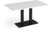 Dams Eros Rectangular Dining Table with Flat Black Rectangular Base & Twin Uprights 1400 x 800mm - White