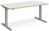 Dams Elev8 Mono Height Adjustable Electronic Desk - 1600 x 800mm - White/Oak Edge