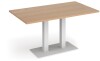 Dams Eros Rectangular Dining Table with Flat White Rectangular Base & Twin Uprights 1400 x 800mm - Beech