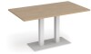 Dams Eros Rectangular Dining Table with Flat White Rectangular Base & Twin Uprights 1400 x 800mm - Kendal Oak