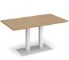 Dams Eros Rectangular Dining Table with Flat White Rectangular Base & Twin Uprights 1400 x 800mm - Oak