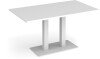 Dams Eros Rectangular Dining Table with Flat White Rectangular Base & Twin Uprights 1400 x 800mm - White