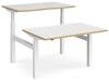 Dams Elev8 Touch Height Adjustable Electronic Back to Back Desk - 1200 x 1650mm - White/Oak Edge