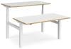 Dams Elev8 Touch Height Adjustable Electronic Back to Back Desk - 1400 x 1650mm - White/Oak Edge