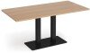 Dams Eros Rectangular Dining Table with Flat Black Rectangular Base & Twin Uprights 1600 x 800mm - Beech