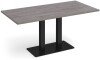 Dams Eros Rectangular Dining Table with Flat Black Rectangular Base & Twin Uprights 1600 x 800mm - Grey Oak