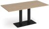 Dams Eros Rectangular Dining Table with Flat Black Rectangular Base & Twin Uprights 1600 x 800mm - Kendal Oak