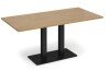 Dams Eros Rectangular Dining Table with Flat Black Rectangular Base & Twin Uprights 1600 x 800mm - Oak
