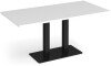 Dams Eros Rectangular Dining Table with Flat Black Rectangular Base & Twin Uprights 1600 x 800mm - White