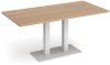 Dams Eros Rectangular Dining Table with Flat White Rectangular Base & Twin Uprights 1600 x 800mm - Beech