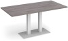 Dams Eros Rectangular Dining Table with Flat White Rectangular Base & Twin Uprights 1600 x 800mm - Grey Oak