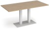 Dams Eros Rectangular Dining Table with Flat White Rectangular Base & Twin Uprights 1600 x 800mm - Kendal Oak