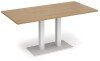 Dams Eros Rectangular Dining Table with Flat White Rectangular Base & Twin Uprights 1600 x 800mm - Oak