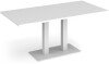 Dams Eros Rectangular Dining Table with Flat White Rectangular Base & Twin Uprights 1600 x 800mm - White
