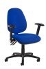 Dams Jota High Back Operator Chair with Folding Arms - Blue