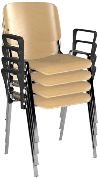 Dams Taurus Wooden Stacking Chair with Arms - Pack of 4 - Beech