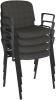 Dams Taurus Black Frame Stacking Chair with Arms - Pack of 4 - Charcoal