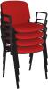 Dams Taurus Black Frame Stacking Chair with Arms - Pack of 4 - Red