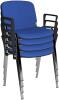 Dams Taurus Chrome Frame Stacking Chair with Arms - Pack of 4 - Blue