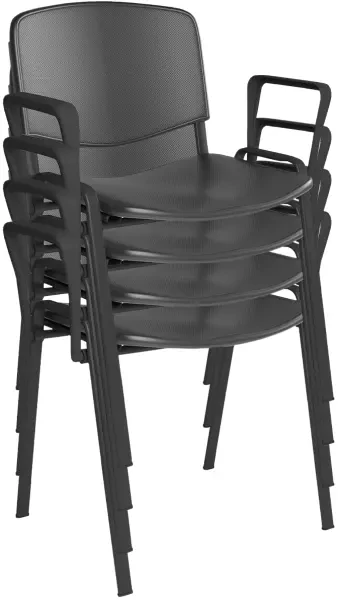 Dams Taurus Plastic Stacking Chair with Arms - Pack of 4 - Black