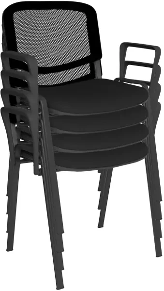 Dams Taurus Mesh Stacking Chair with Arms - Pack of 4 - Black