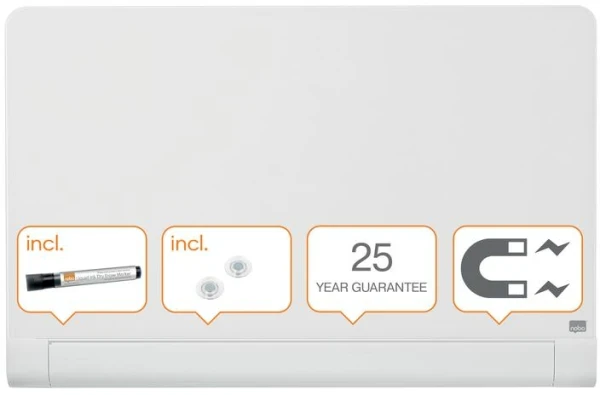 Nobo Impression Pro Glass Magnetic Whiteboard Pen Tray 1000mm x 560mm - White