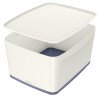 Leitz A4 Mybox Large With Lid, Storage Box For Home And Office, 18 L, Matt Finish, Plastic, White/grey, 52161001 - Outer Carton Of 4
