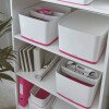 Leitz Mybox Wow Large With Lid, Storage Box 18 Litre, W 318 X H 198 X D 385 Mm. White/pink - Outer Carton Of 4