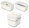 Leitz A5 Mybox Small With Lid, Storage Box For Home And Office, 5 L, Matt Finish, Plastic, White/grey, 52291001 - Outer Carton Of 4