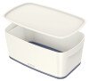 Leitz A5 Mybox Small With Lid, Storage Box For Home And Office, 5 L, Matt Finish, Plastic, White/grey, 52291001 - Outer Carton Of 4