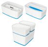 Leitz Mybox Wow Small With Lid, Storage Box 5 Litre, W 318 X H 128 X D 191 Mm. White/blue - Outer Carton Of 4
