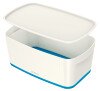 Leitz Mybox Wow Small With Lid, Storage Box 5 Litre, W 318 X H 128 X D 191 Mm. White/blue - Outer Carton Of 4