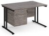 Dams Maestro 25 Rectangular Desk with Twin Cantilever Legs and 2 Drawer Fixed Pedestal - 1200 x 800mm - Grey Oak