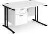 Dams Maestro 25 Rectangular Desk with Twin Cantilever Legs and 2 Drawer Fixed Pedestal - 1200 x 800mm - White