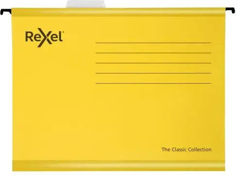 Rexel Classic A4 Reinforced Filing Cabinet Suspension Files Yellow (Pack of 25)