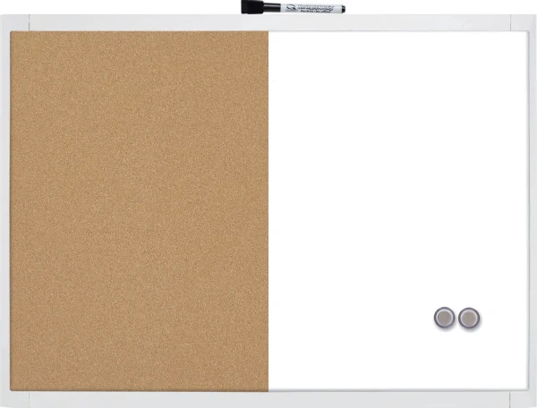Nobo Small Magnetic Whiteboard and Cork Notice Board Assorted 585mm x 430mm (Pack of 4)
