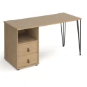 Dams Tikal Rectangular Desk with Hairpin Legs and 2 Drawer Support Pedestal - 1400mm x 600mm