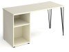 Dams Tikal Rectangular Desk with Hairpin Legs and Support Pedestal - 1400mm x 600mm - White