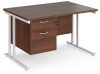 Dams Maestro 25 Rectangular Desk with Twin Cantilever Legs and 2 Drawer Fixed Pedestal - 1200 x 800mm - Walnut