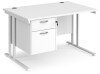 Dams Maestro 25 Rectangular Desk with Twin Cantilever Legs and 2 Drawer Fixed Pedestal - 1200 x 800mm - White