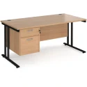 Dams Maestro 25 Rectangular Desk with Twin Cantilever Legs and 2 Drawer Fixed Pedestal - 1600 x 800mm