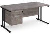 Dams Maestro 25 Rectangular Desk with Twin Cantilever Legs and 2 Drawer Fixed Pedestal - 1600 x 800mm - Grey Oak